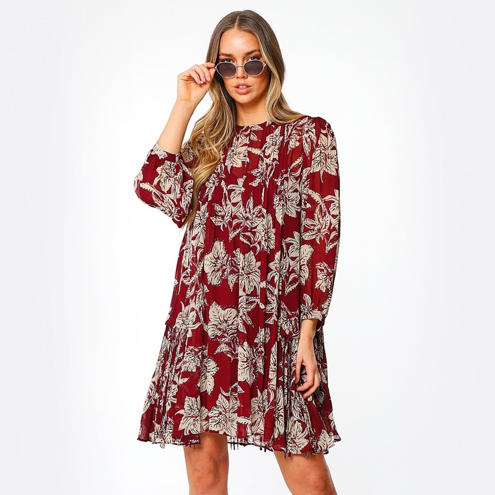 DOROTHEE SCHUMACHER Translucent Florals Fringe Dress